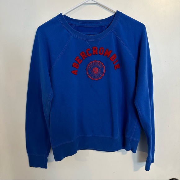 Abercrombie & Fitch Tops - Abercrombie & Fitch Blue Sweatshirt with Red Logo